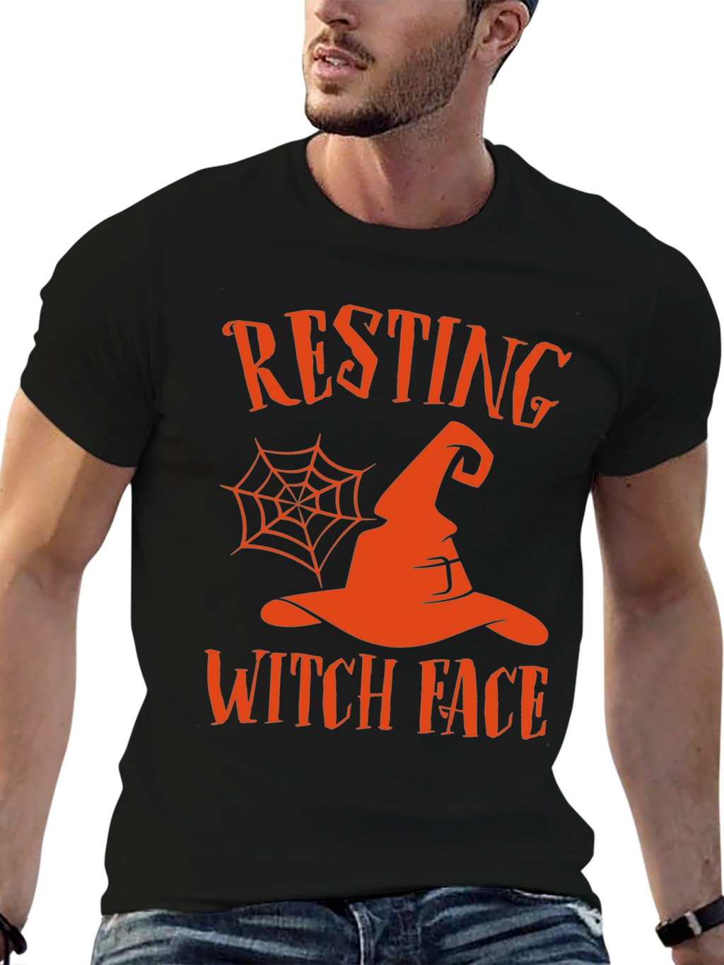 Resting Witch Face Halloween Graphic Tee