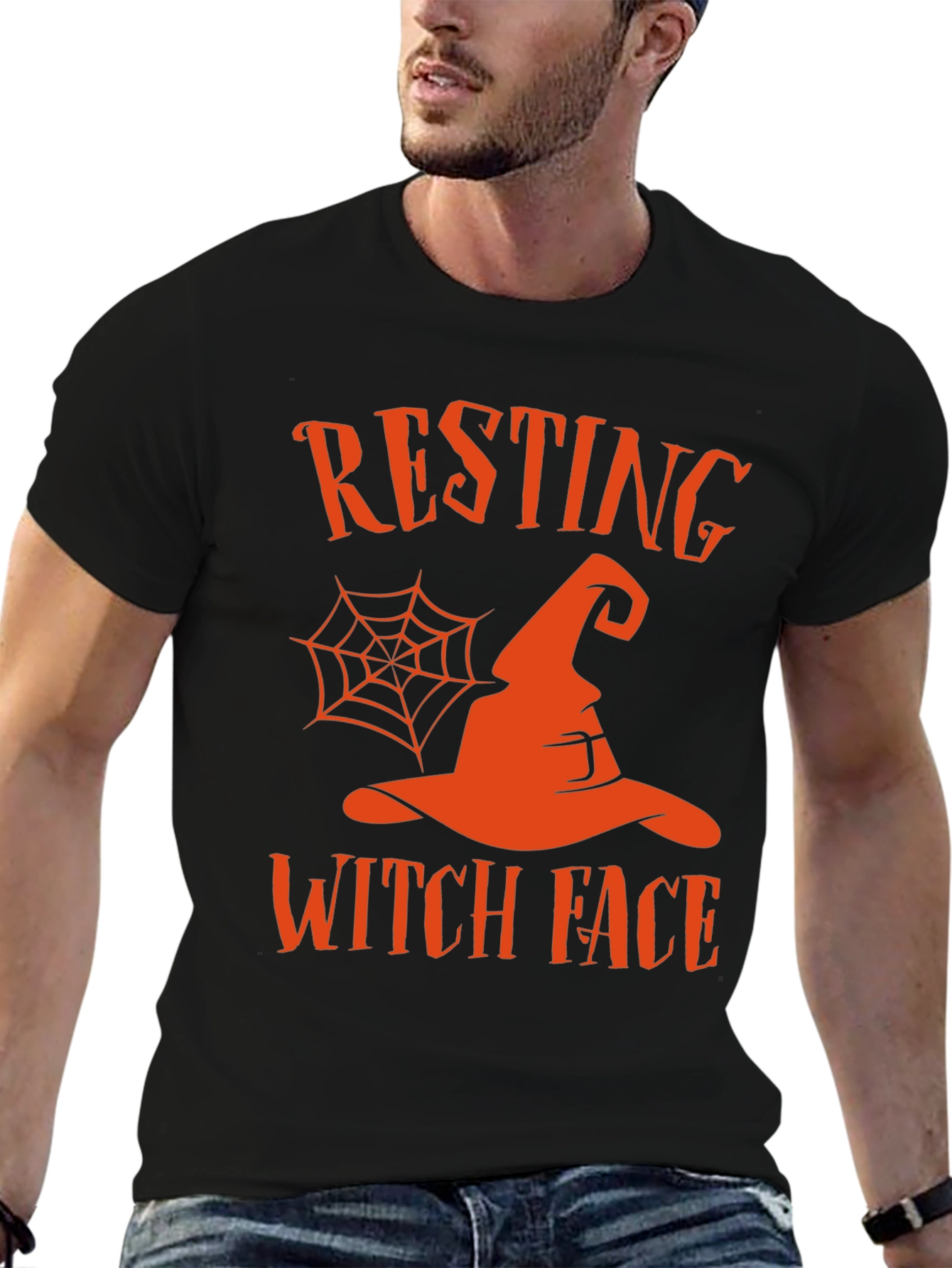 Resting Witch Face Halloween Graphic Tee
