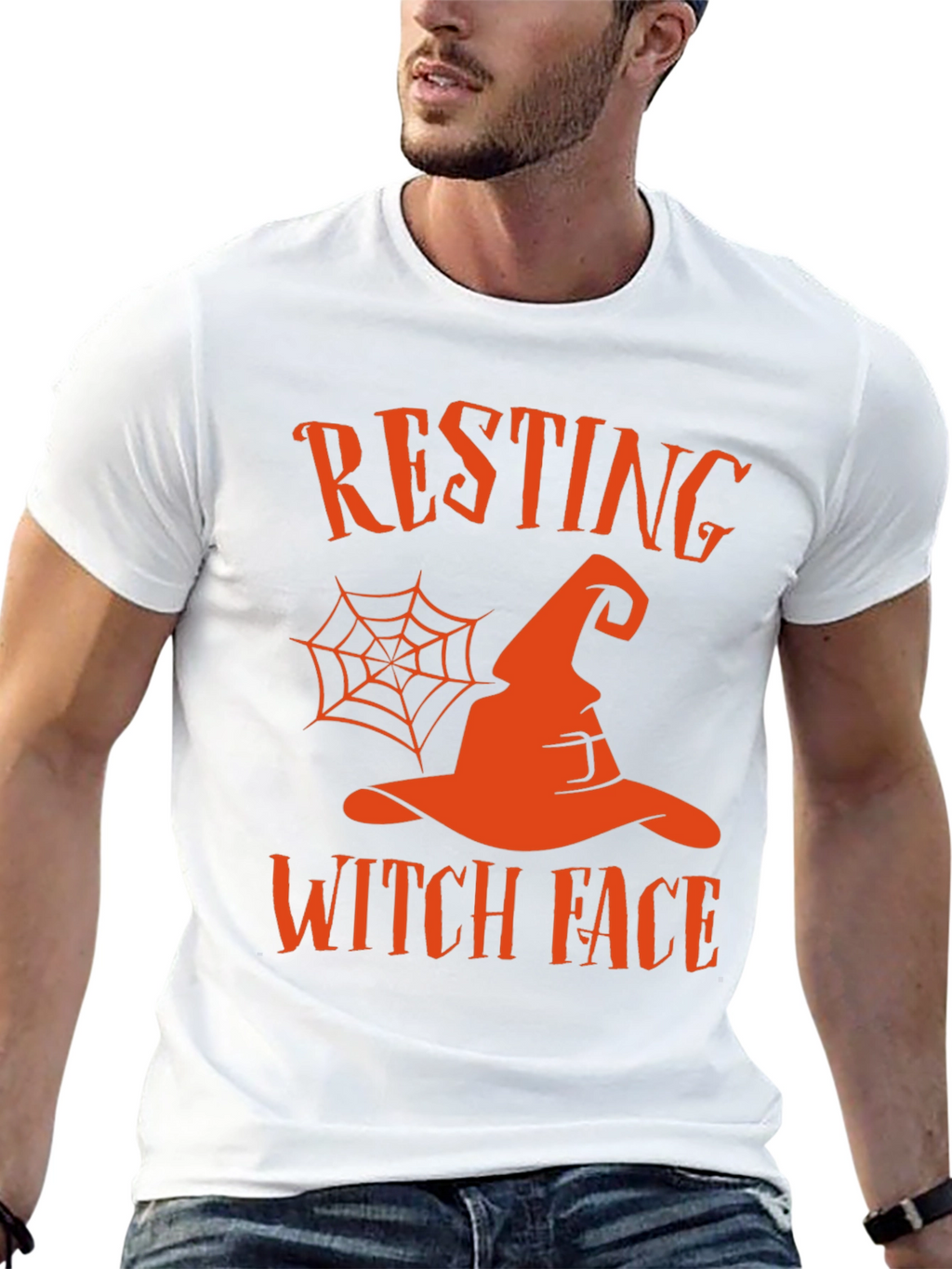 Resting Witch Face Halloween Graphic Tee