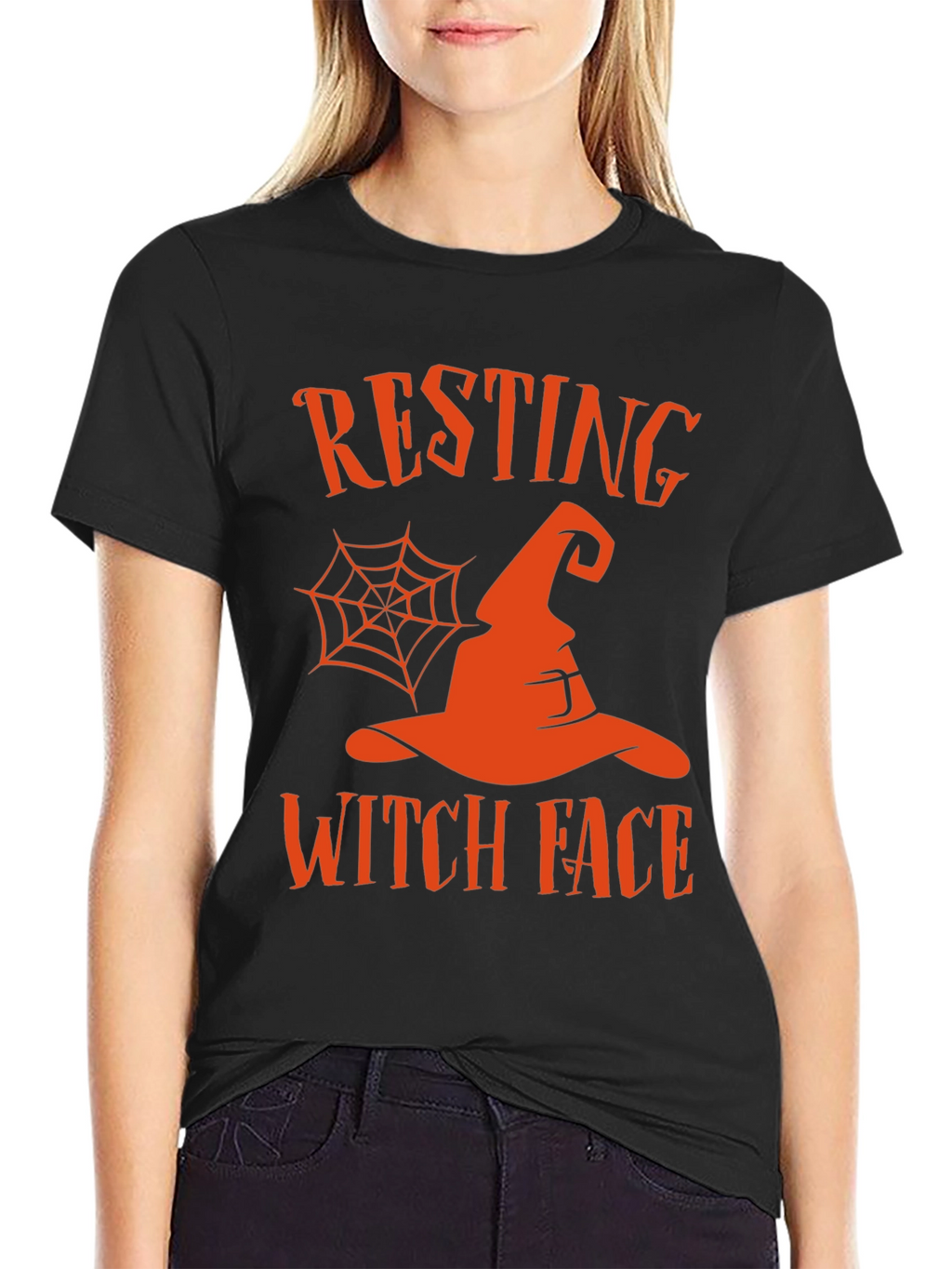 Resting Witch Face Halloween Graphic Tee