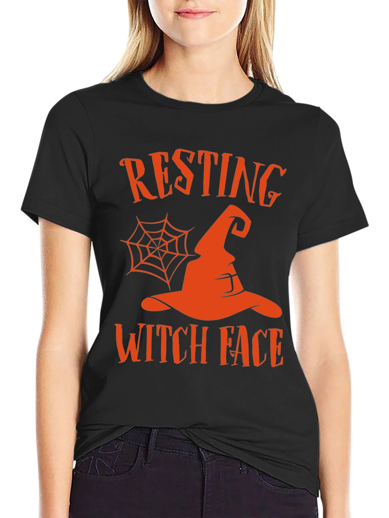 Resting Witch Face Halloween Graphic Tee