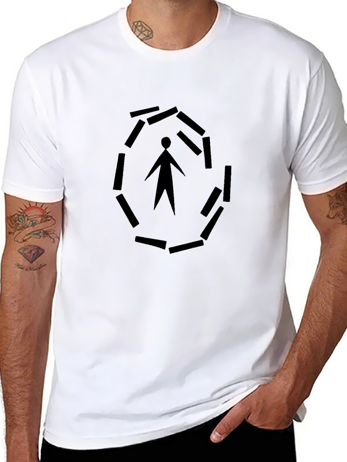 Geometric Figure Graphic Black Tee