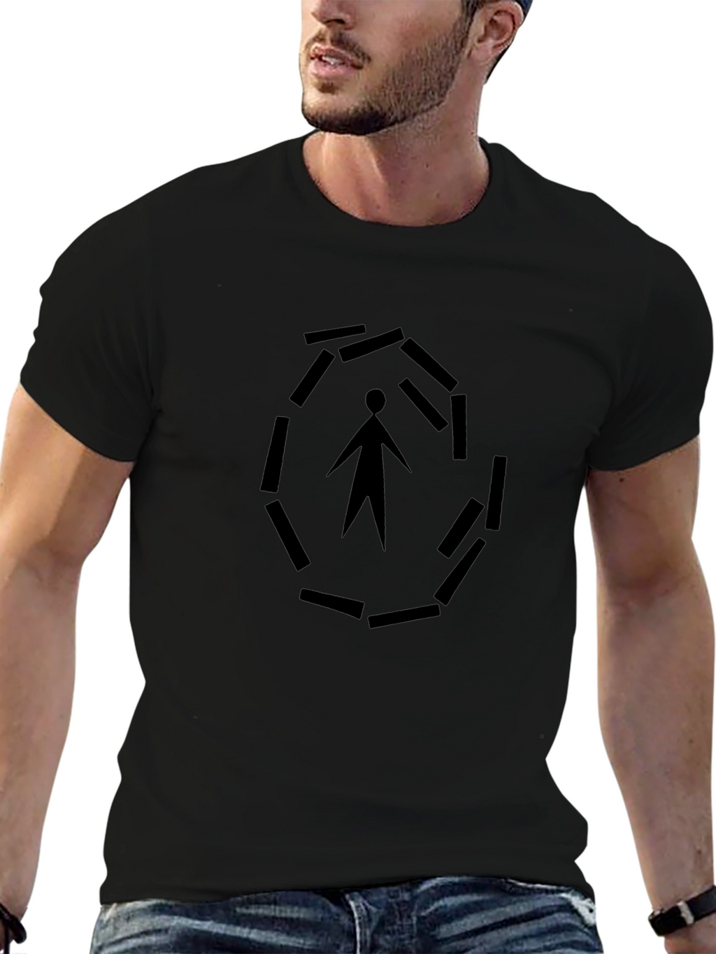Geometric Figure Graphic Black Tee