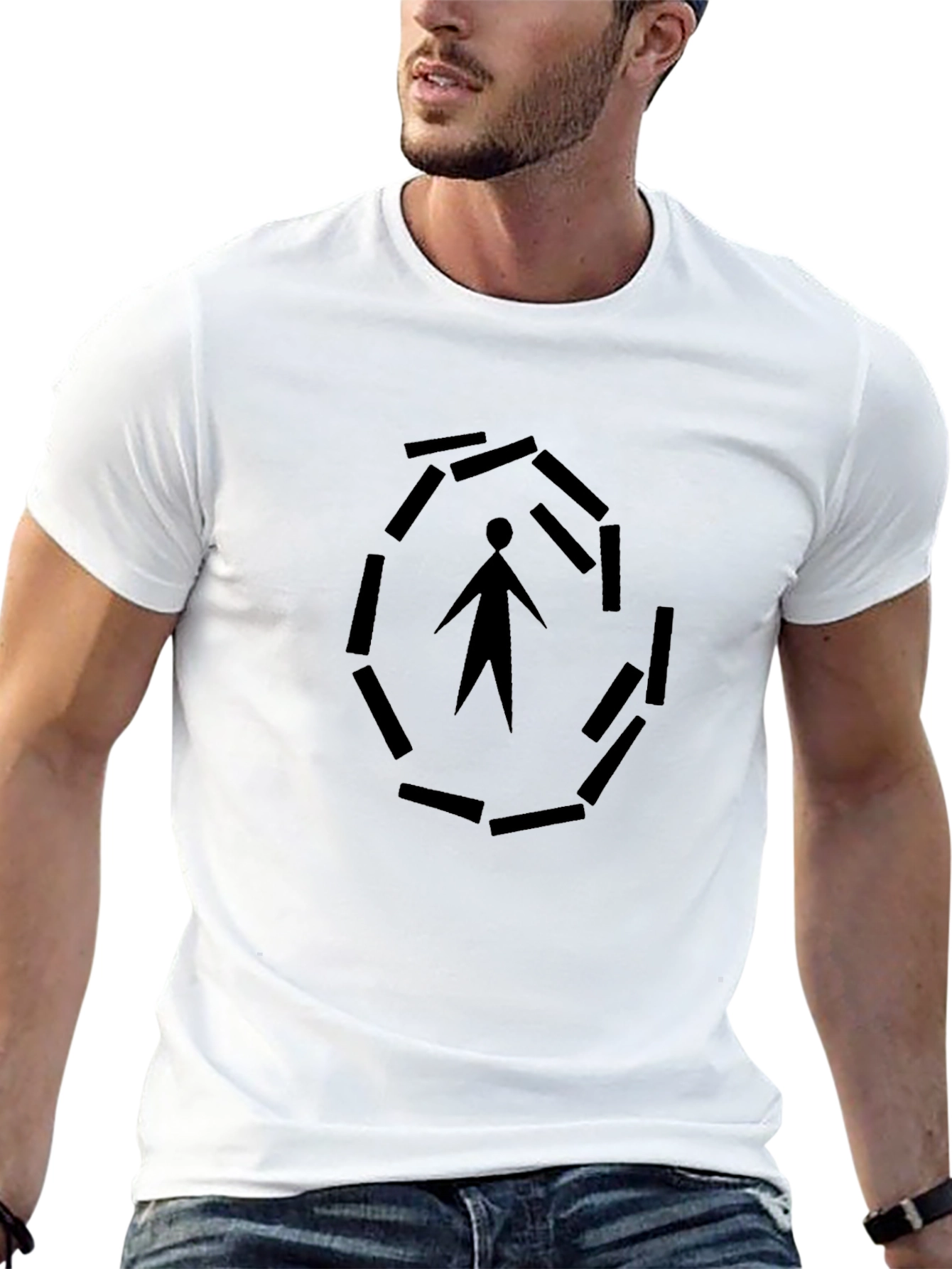 Geometric Figure Graphic Black Tee