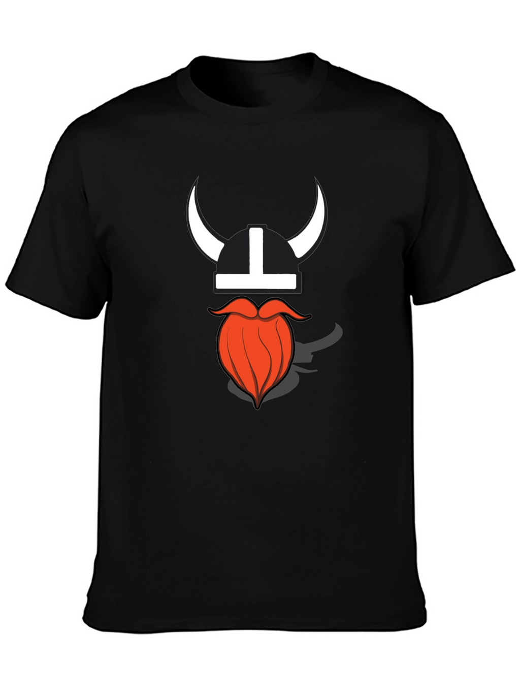 Viking Helmet & Beard Graphic T-Shirt - Black