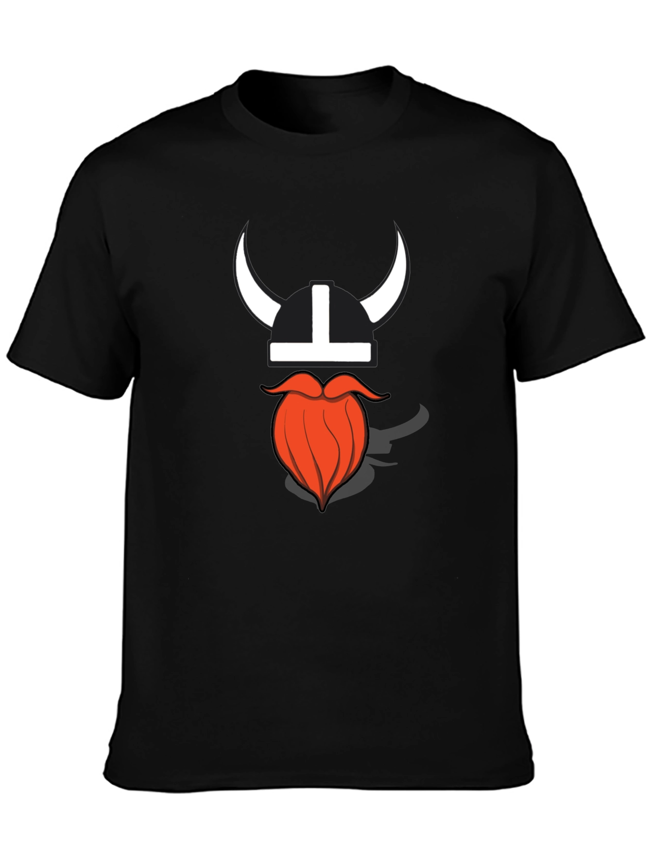 Viking Helmet & Beard Graphic T-Shirt - Black