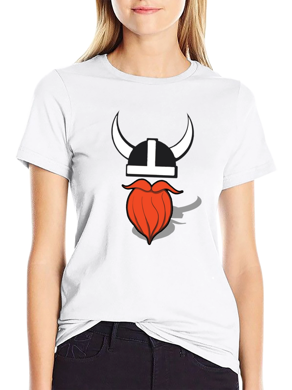 Viking Helmet & Beard Graphic T-Shirt - Black