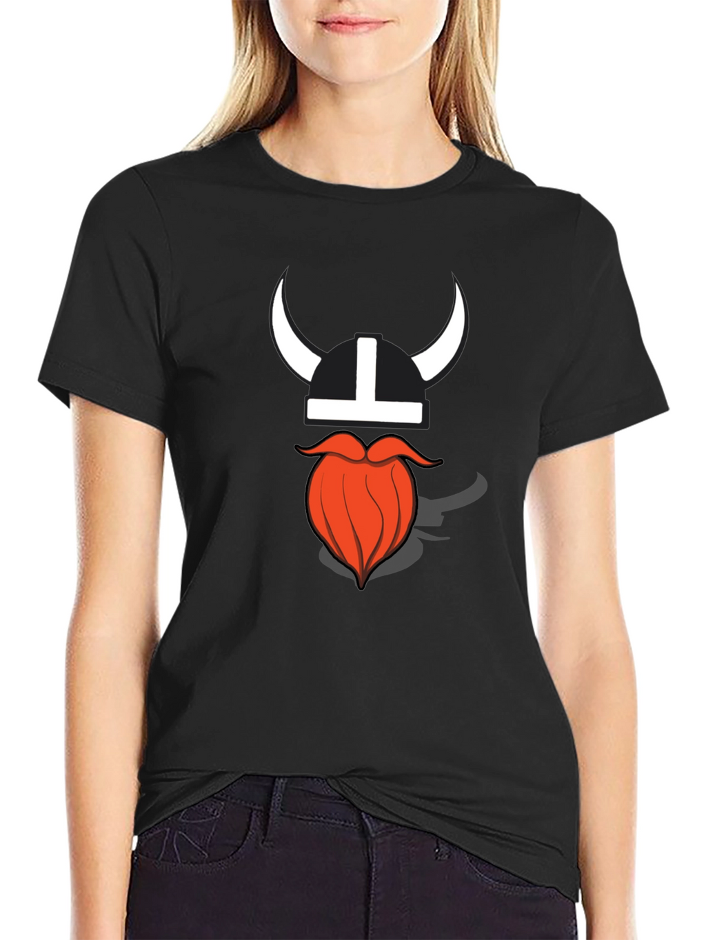 Viking Helmet & Beard Graphic T-Shirt - Black