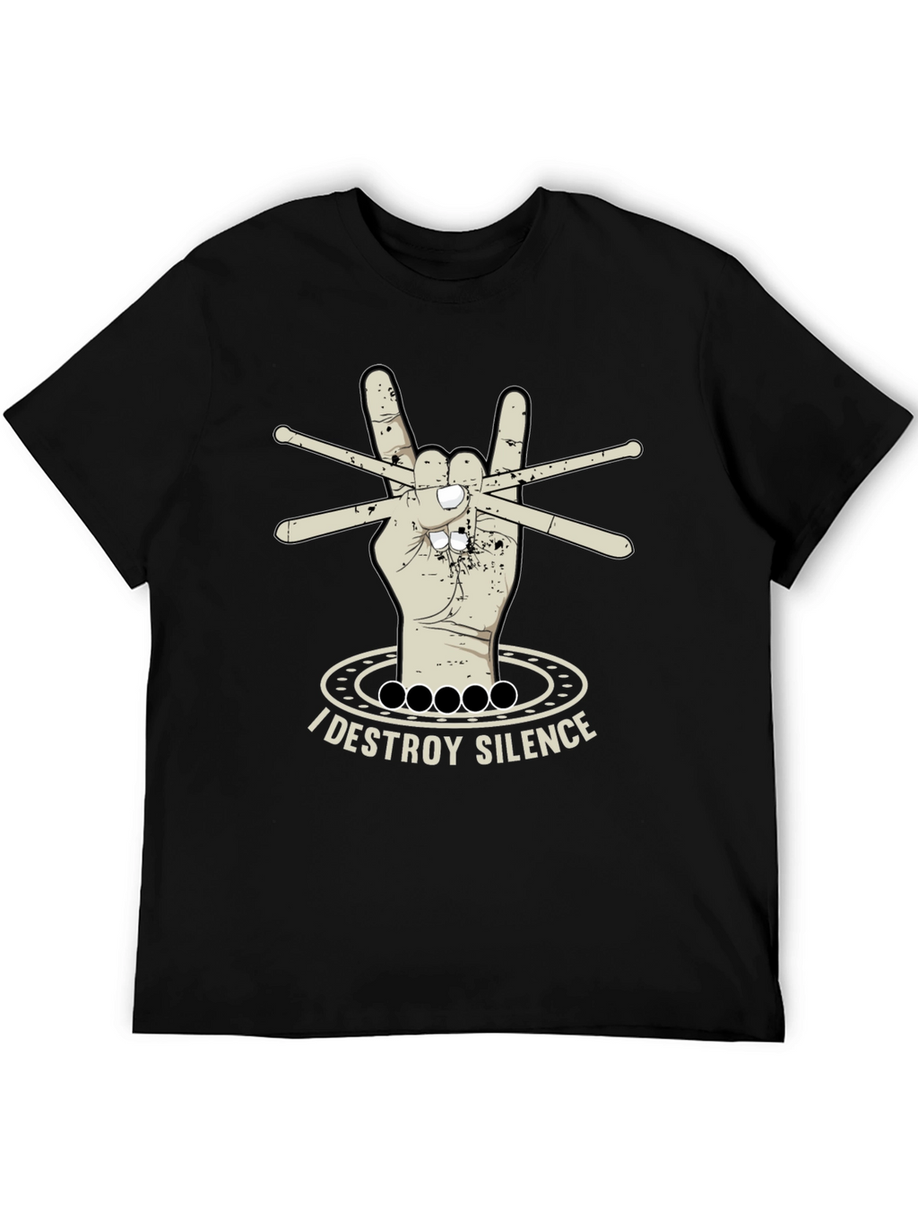 I Destroy Silence T-Shirt - Drummer Rock Hand Design