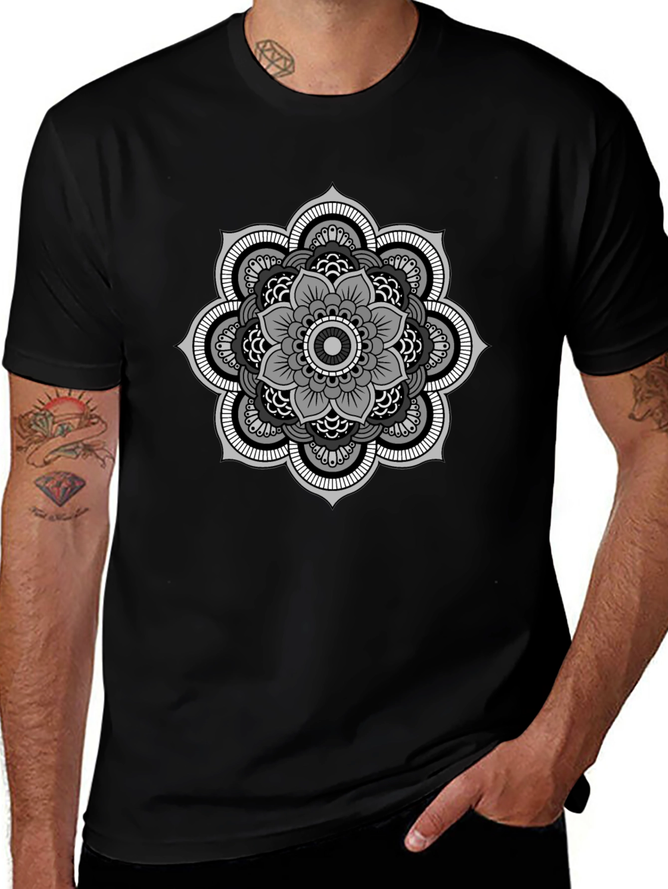 Mandala Graphic Tee - Stylish Mens Black T-Shirt