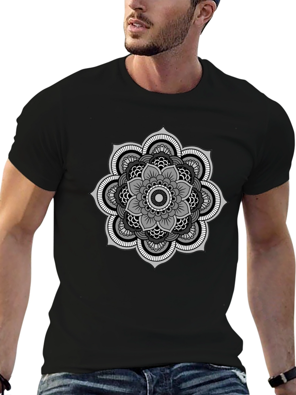 Mandala Graphic Tee - Stylish Mens Black T-Shirt