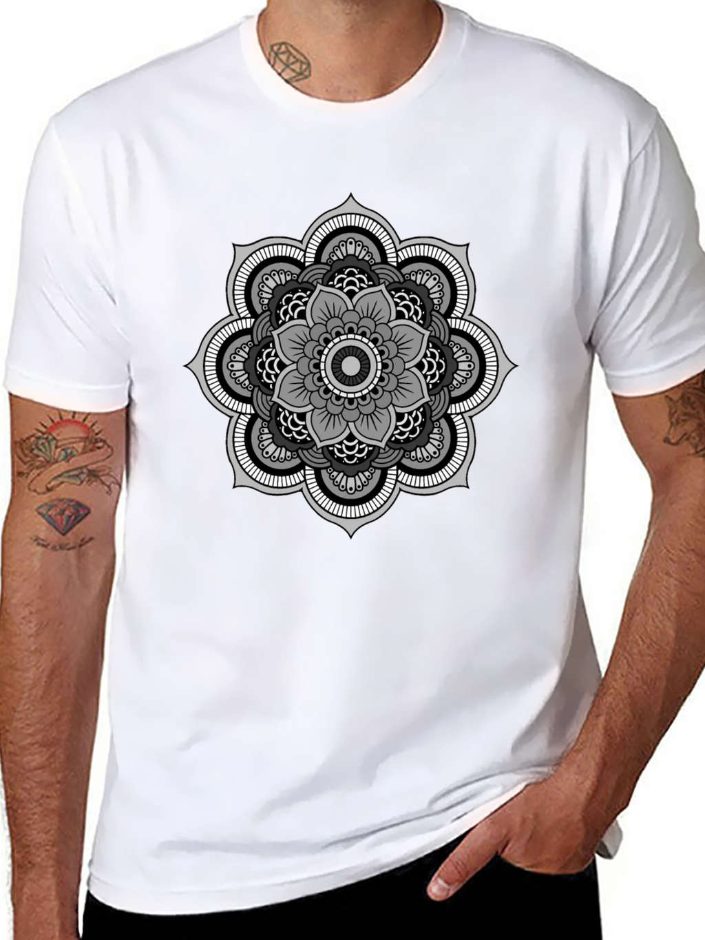 Mandala Graphic Tee - Stylish Mens Black T-Shirt