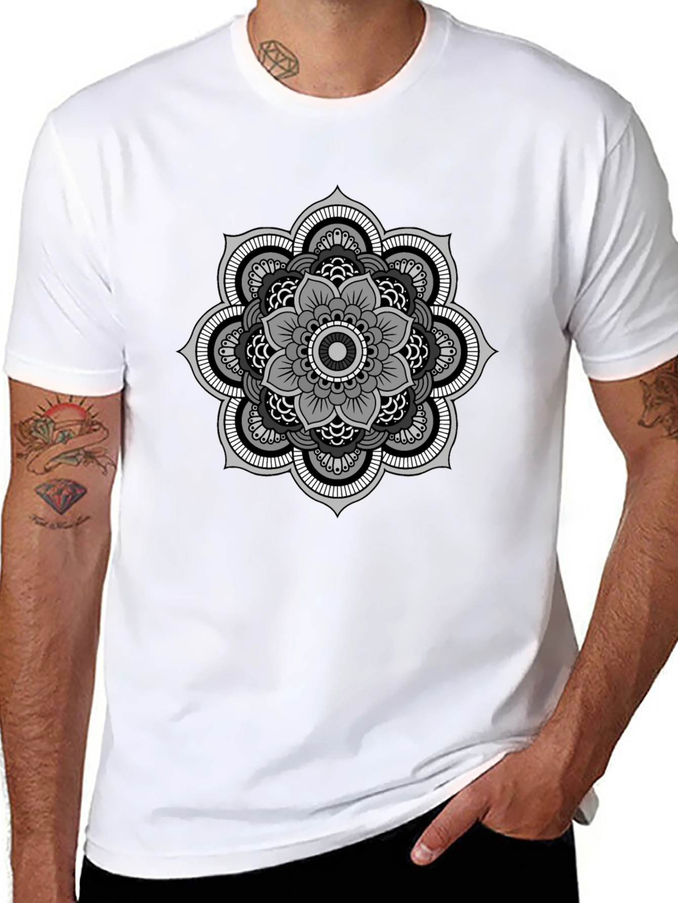Mandala Graphic Tee - Stylish Mens Black T-Shirt