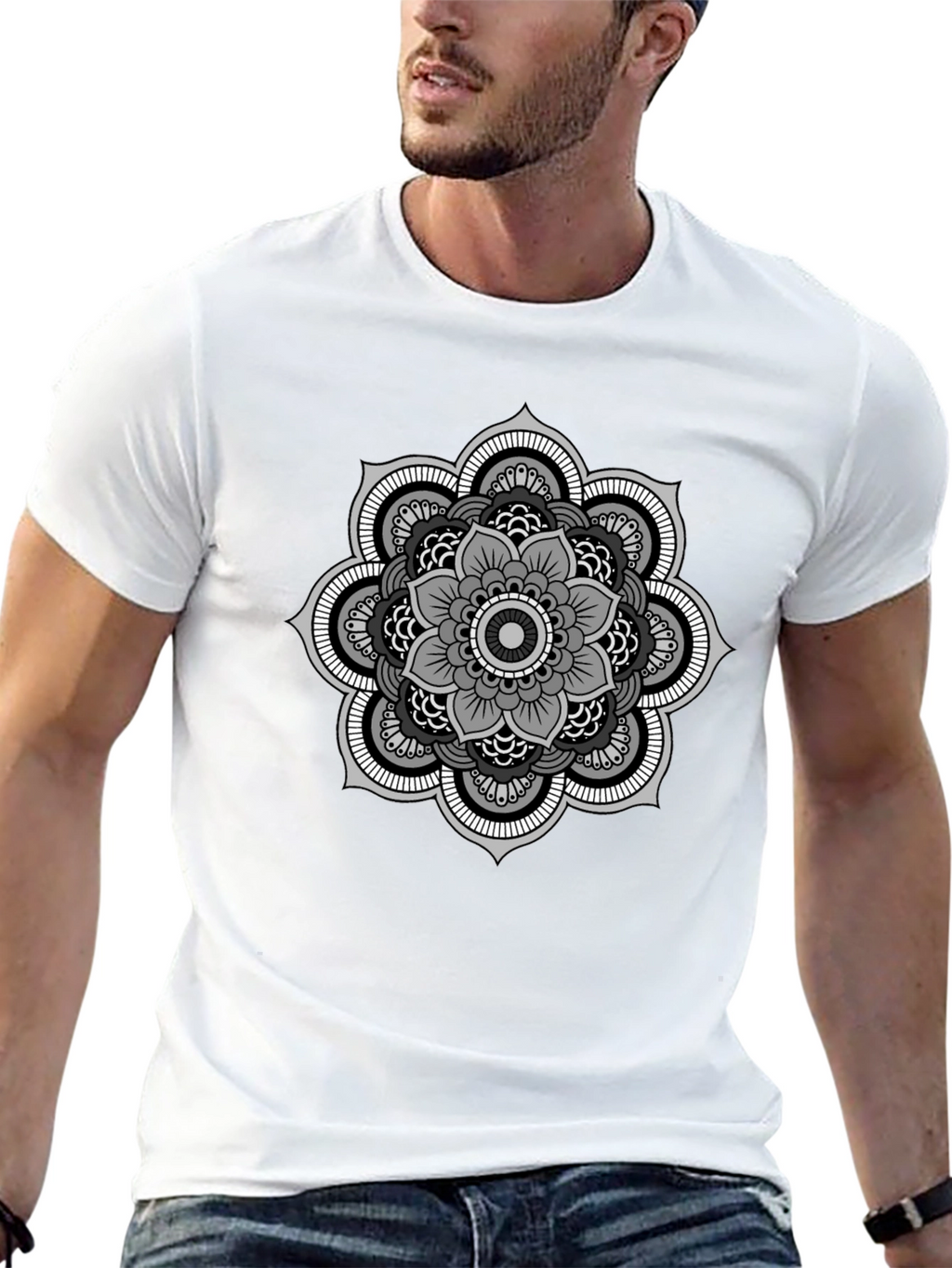 Mandala Graphic Tee - Stylish Mens Black T-Shirt