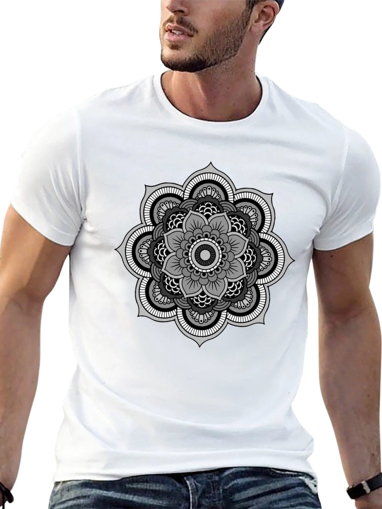 Mandala Graphic Tee - Stylish Mens Black T-Shirt