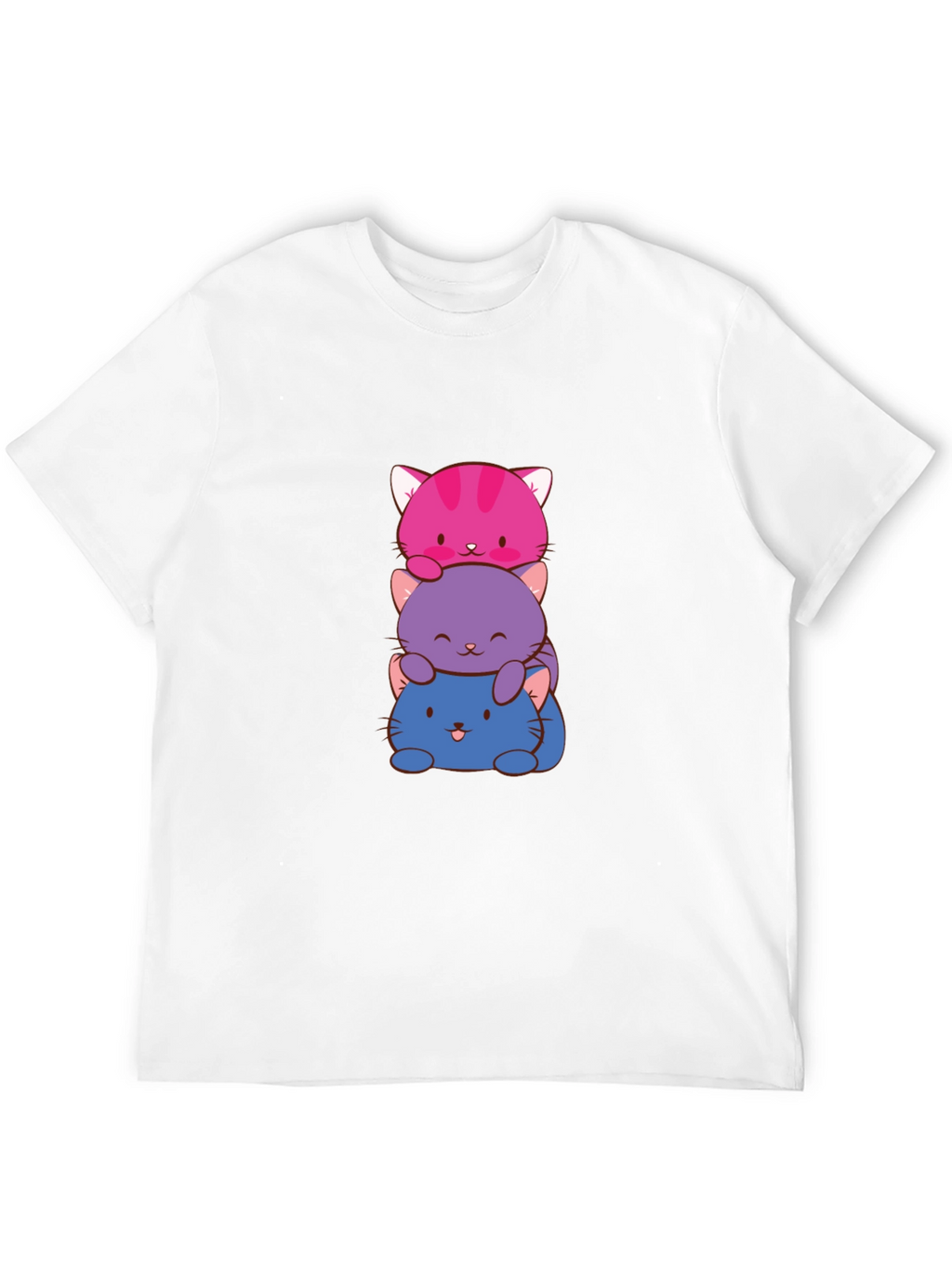 Cute Stacked Cats Graphic T-Shirt
