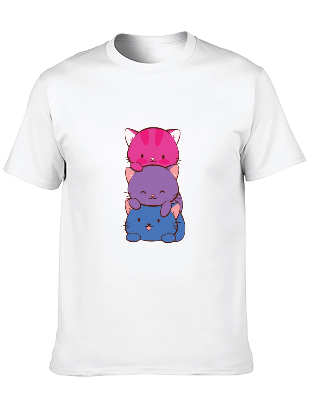Cute Stacked Cats Graphic T-Shirt