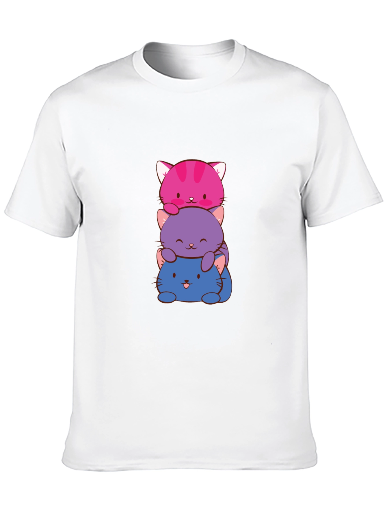 Cute Stacked Cats Graphic T-Shirt