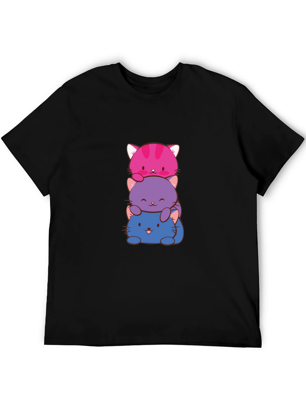 Cute Stacked Cats Graphic T-Shirt