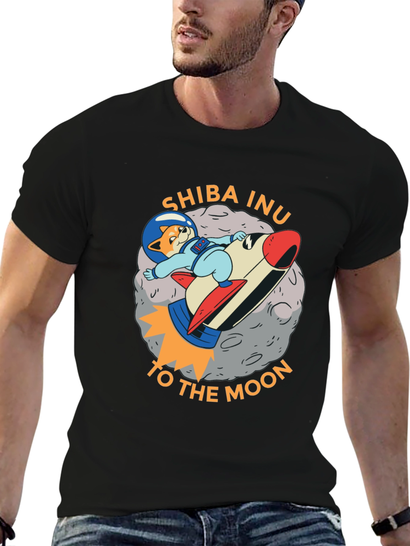 Shiba Inu To The Moon Black T-Shirt