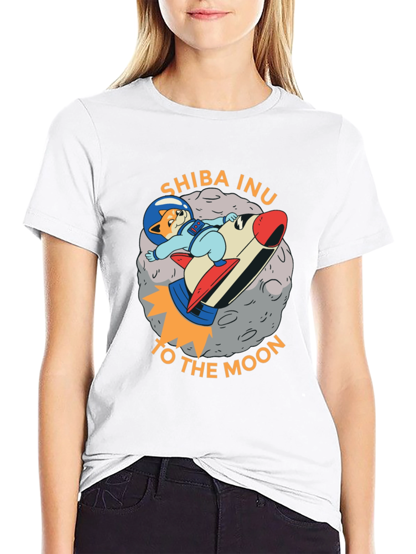 Shiba Inu To The Moon Black T-Shirt
