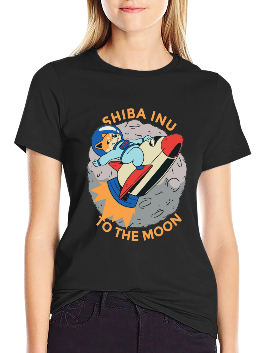 Shiba Inu To The Moon Black T-Shirt