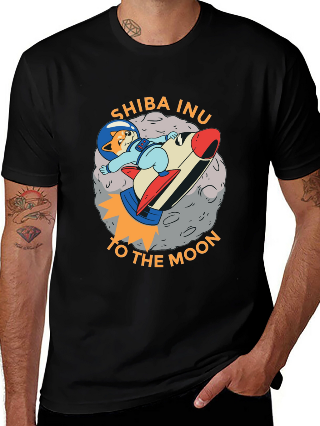 Shiba Inu To The Moon Black T-Shirt
