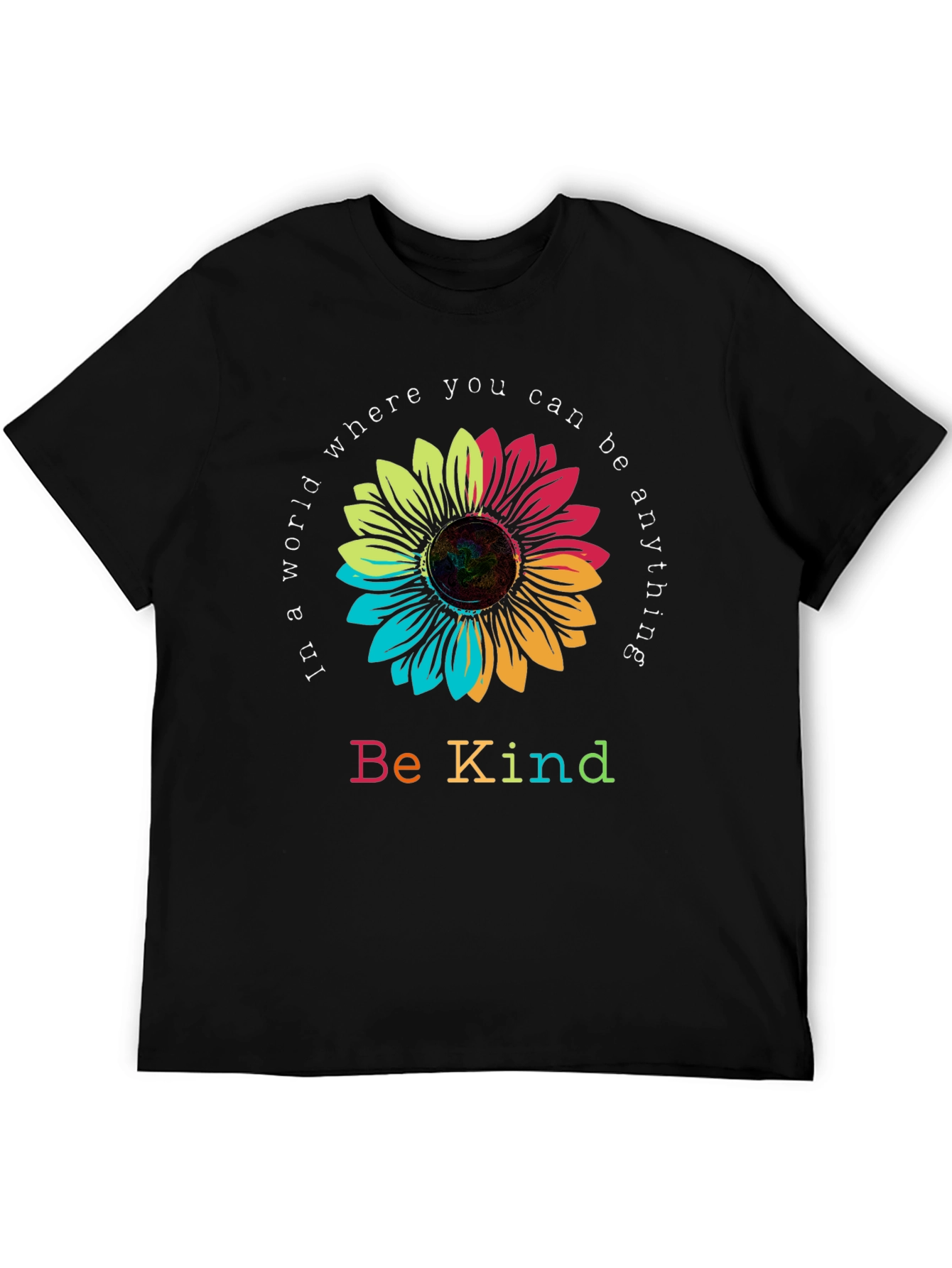 Be Kind Sunflower Graphic Tee - Black