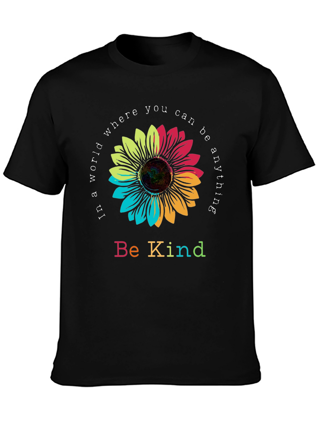 Be Kind Sunflower Graphic Tee - Black