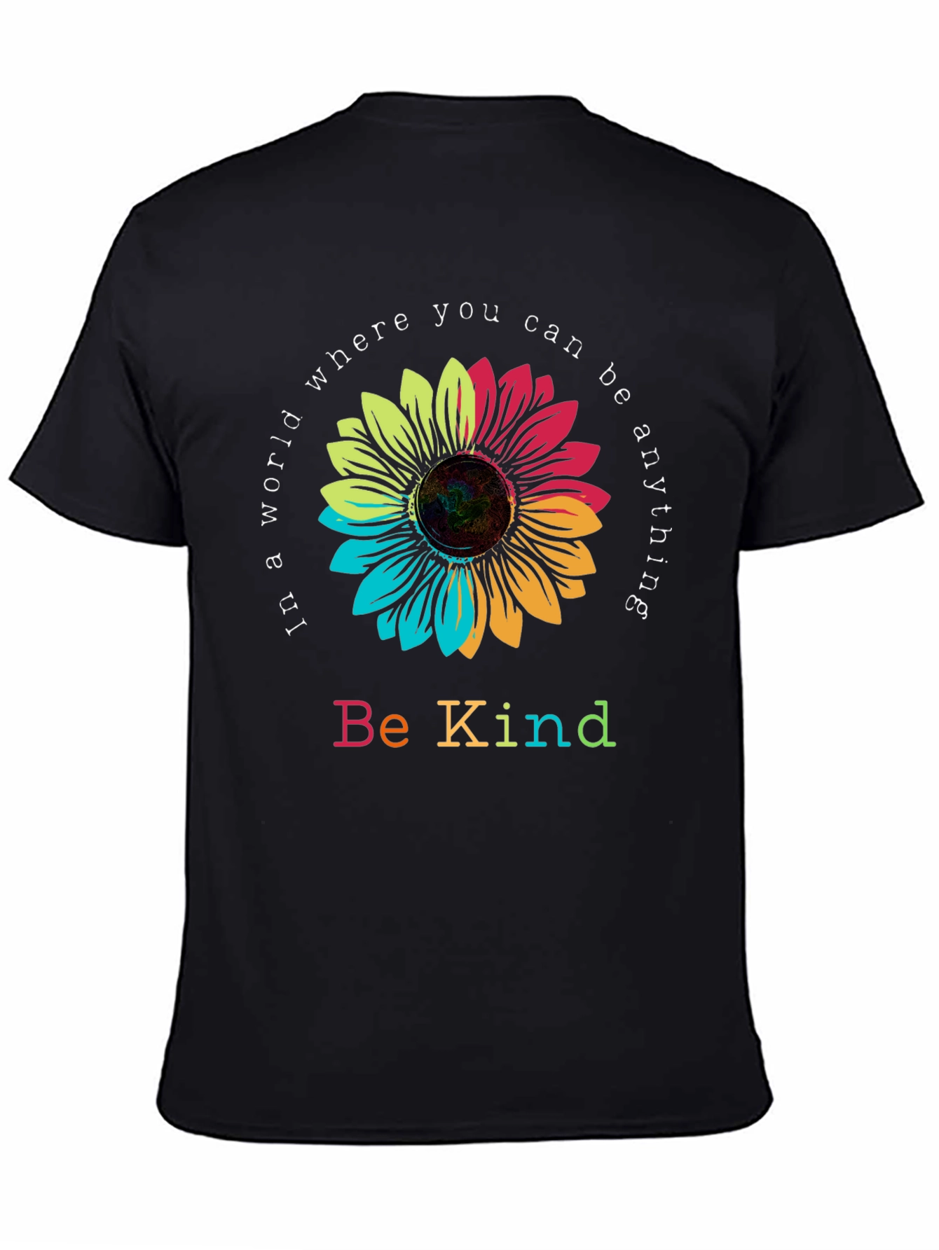 Be Kind Sunflower Graphic Tee - Black