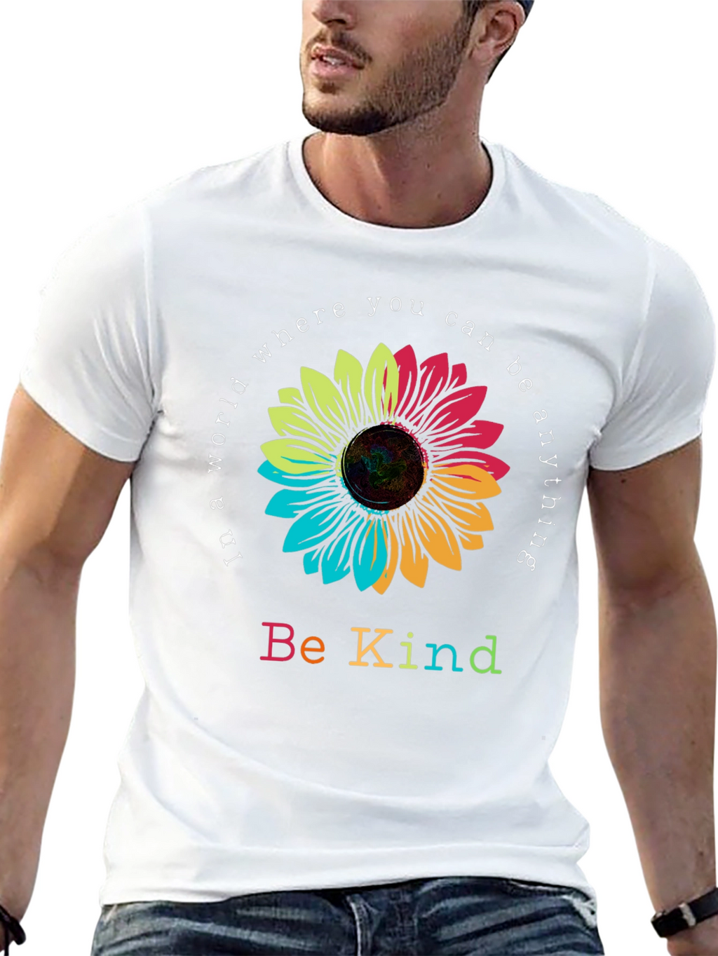 Be Kind Sunflower Graphic Tee - Black