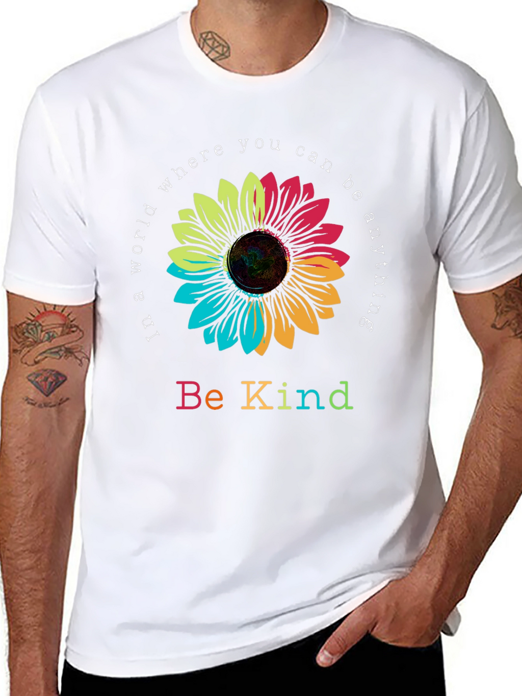 Be Kind Sunflower Graphic Tee - Black