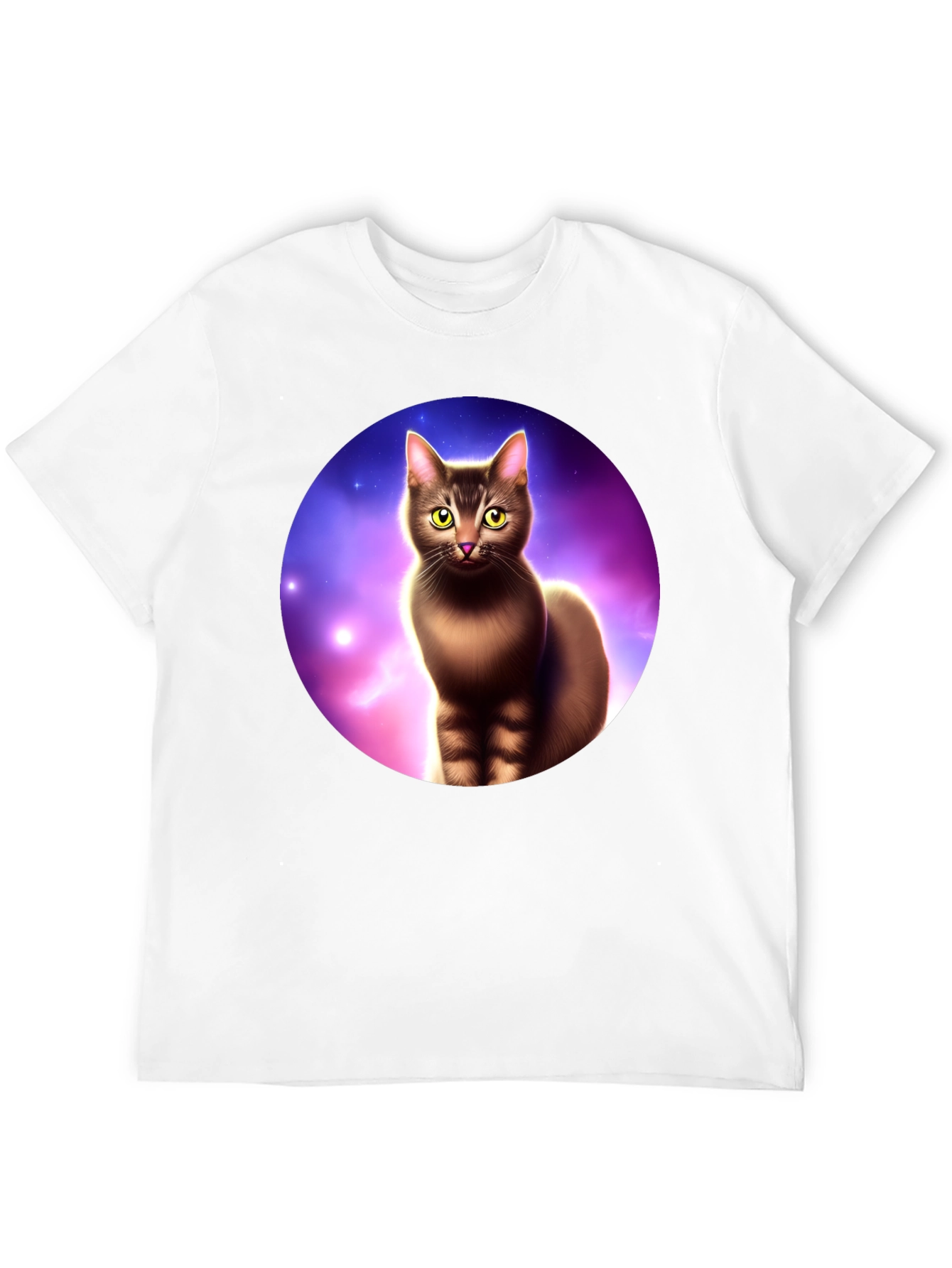 Cosmic Cat Graphic Tee - Black Cotton Comfort