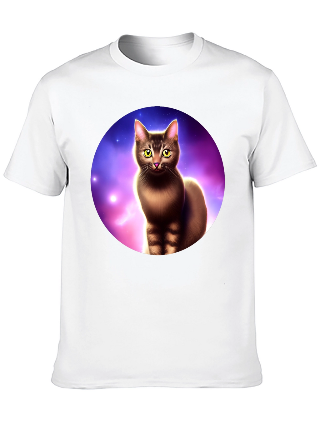 Cosmic Cat Graphic Tee - Black Cotton Comfort