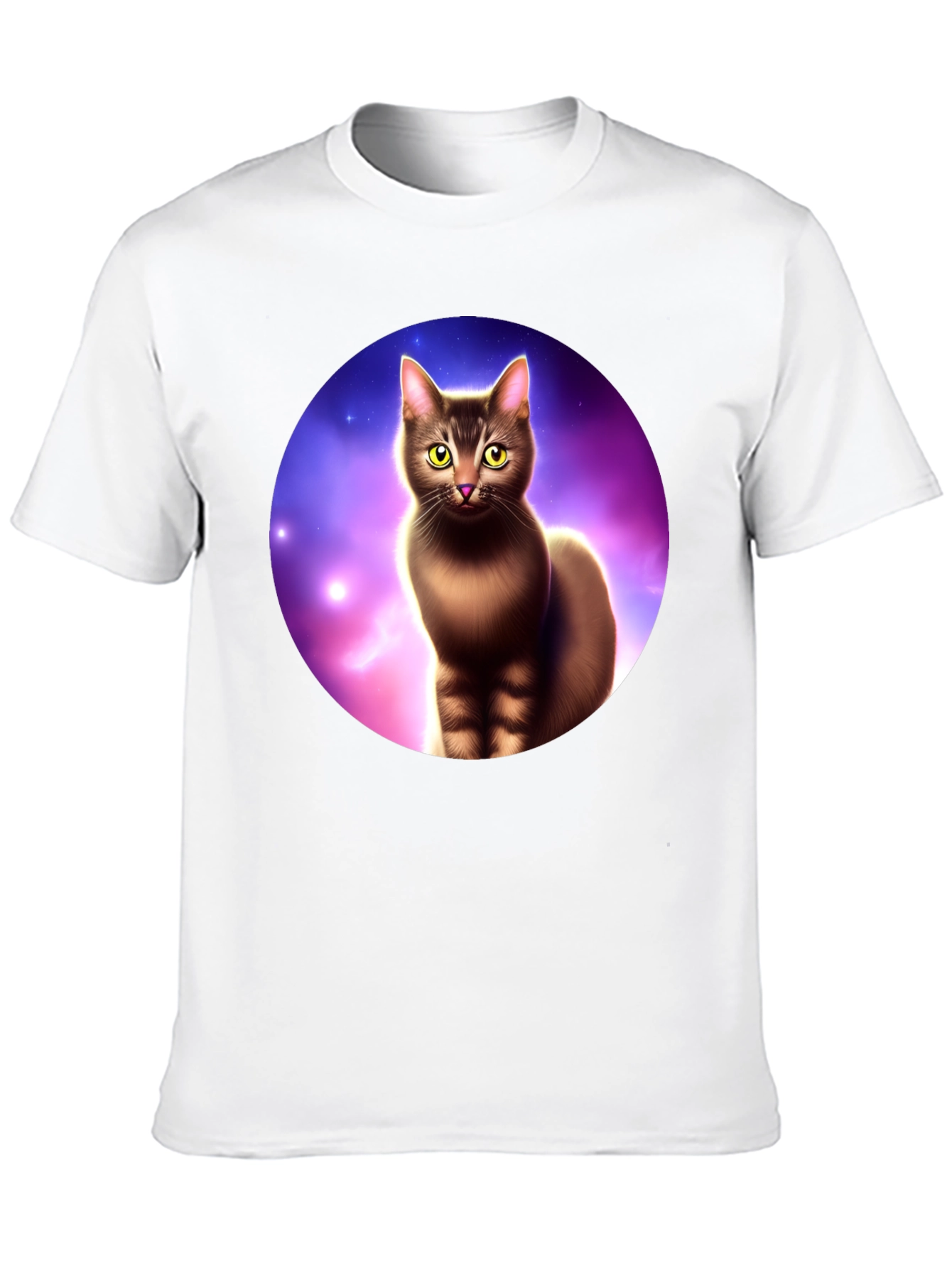 Cosmic Cat Graphic Tee - Black Cotton Comfort