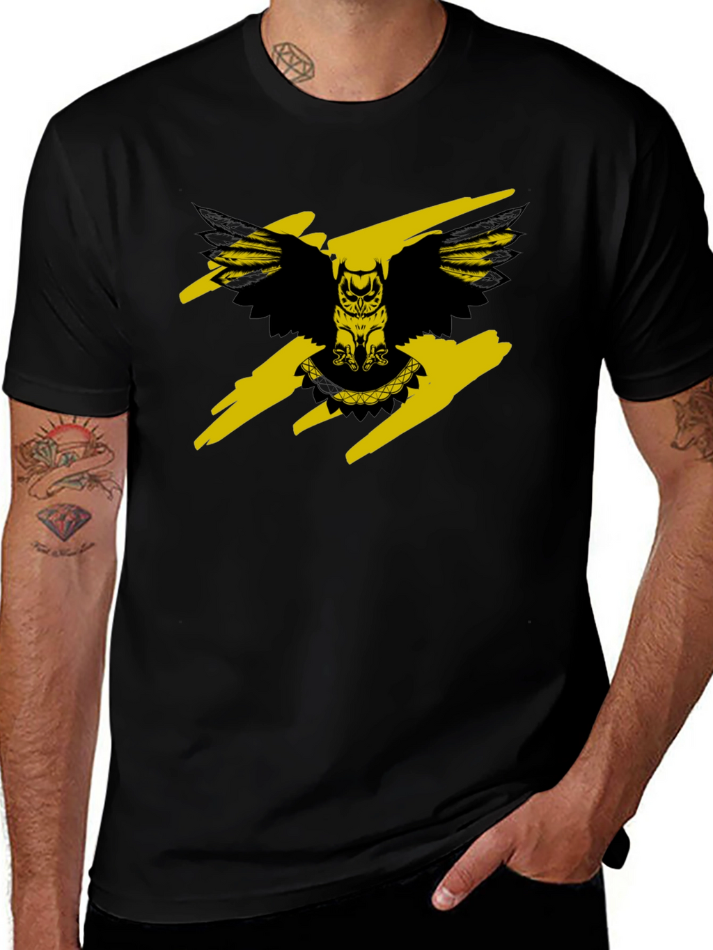 Owl Graphic Print Crew Neck T-Shirt