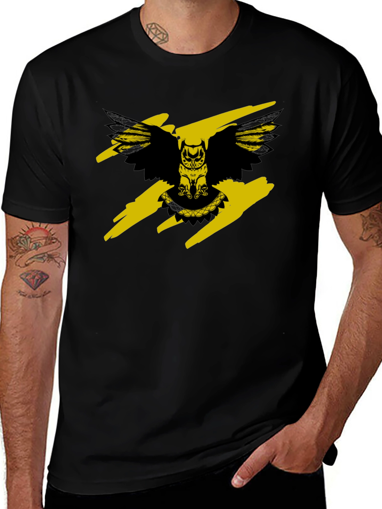 Owl Graphic Print Crew Neck T-Shirt