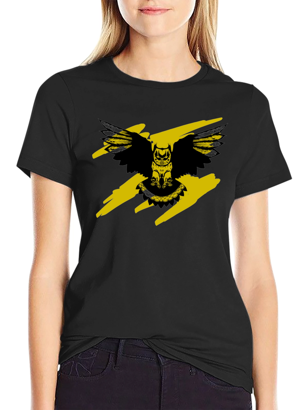 Owl Graphic Print Crew Neck T-Shirt
