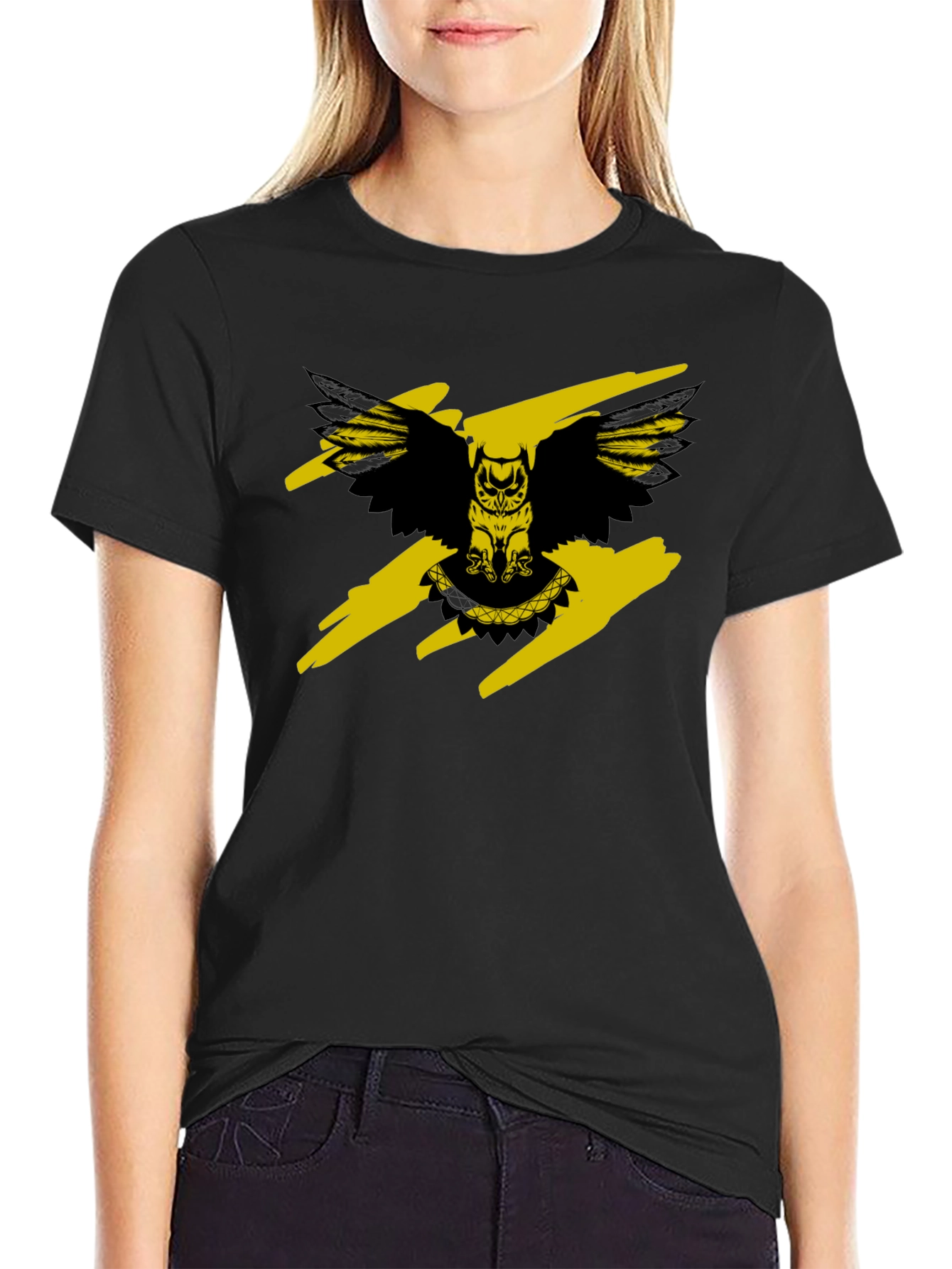 Owl Graphic Print Crew Neck T-Shirt