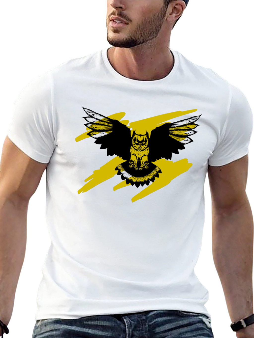 Owl Graphic Print Crew Neck T-Shirt
