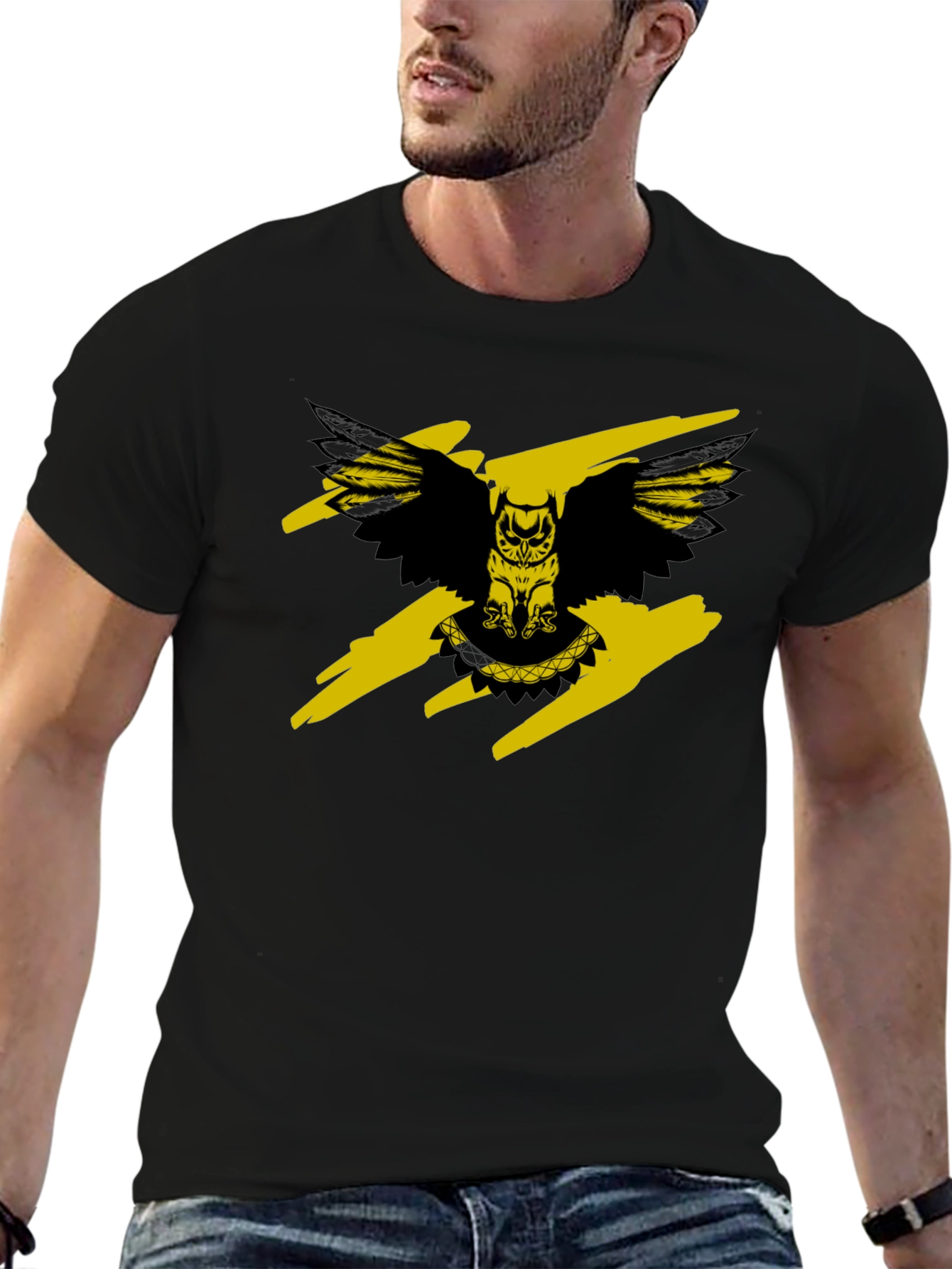 Owl Graphic Print Crew Neck T-Shirt
