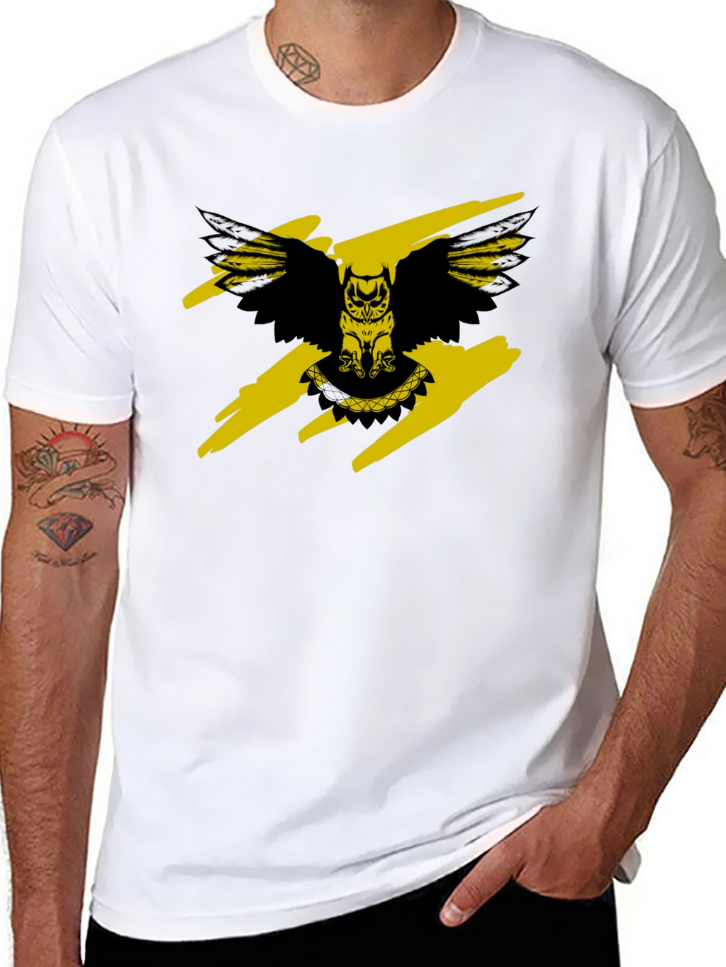 Owl Graphic Print Crew Neck T-Shirt
