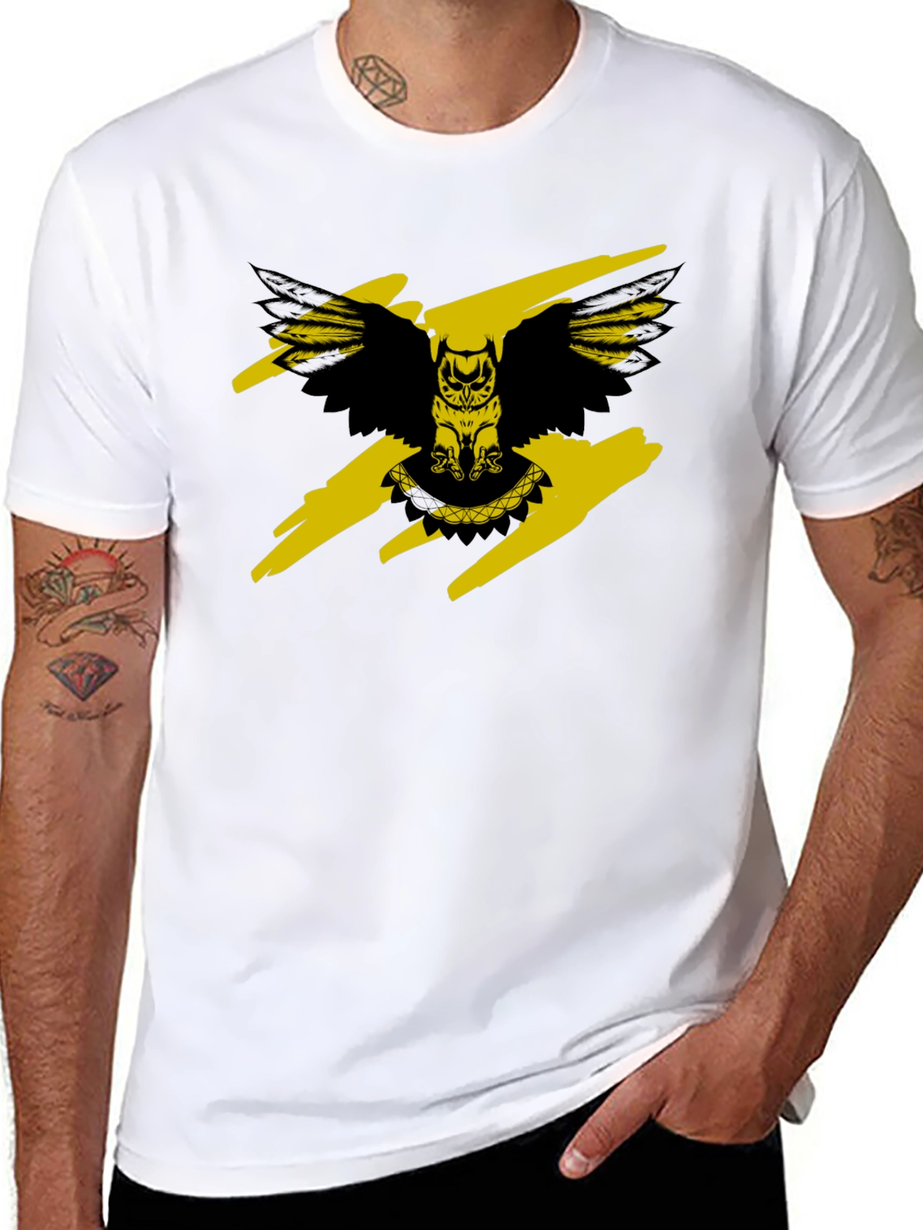 Owl Graphic Print Crew Neck T-Shirt