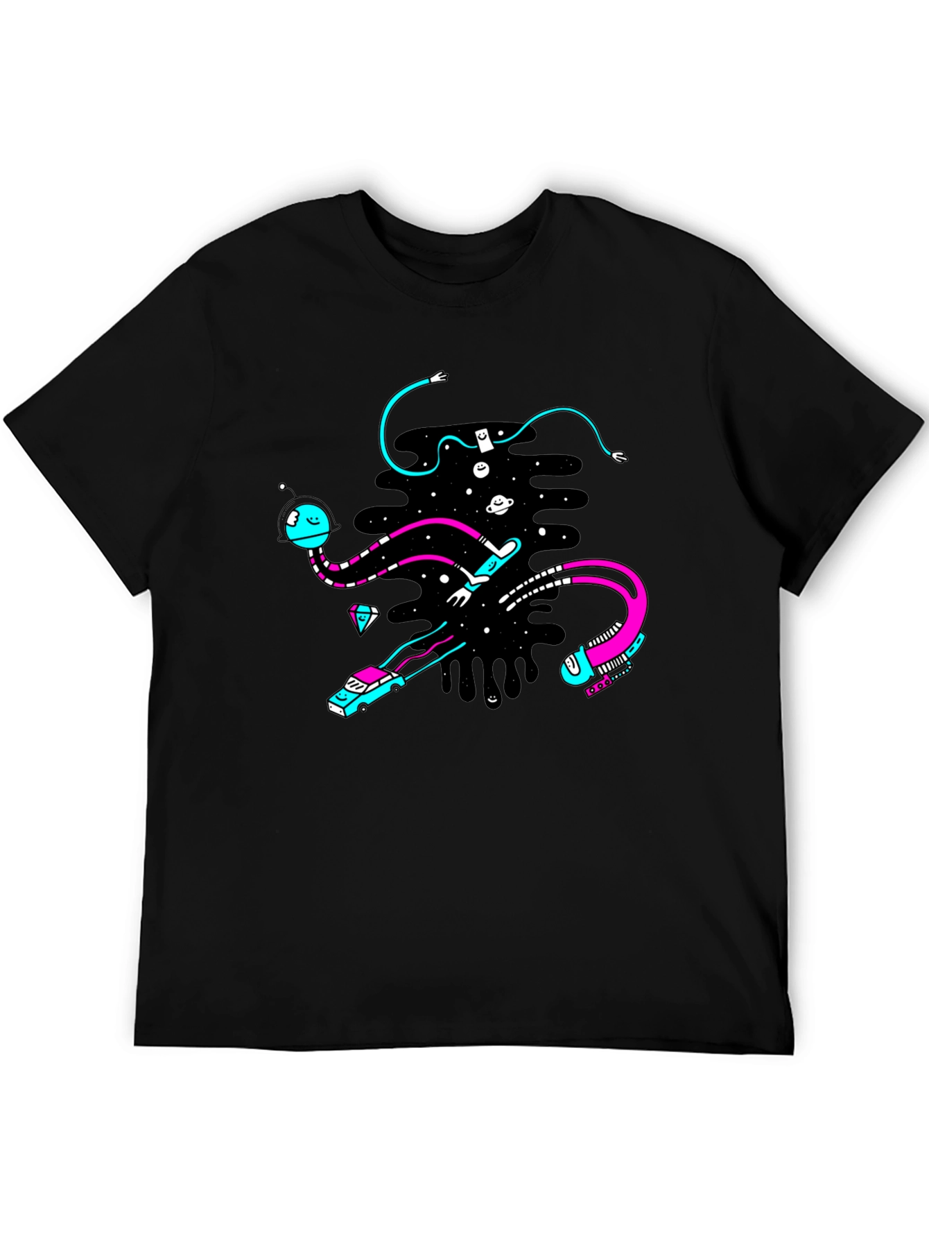 Abstract Space Black T-Shirt