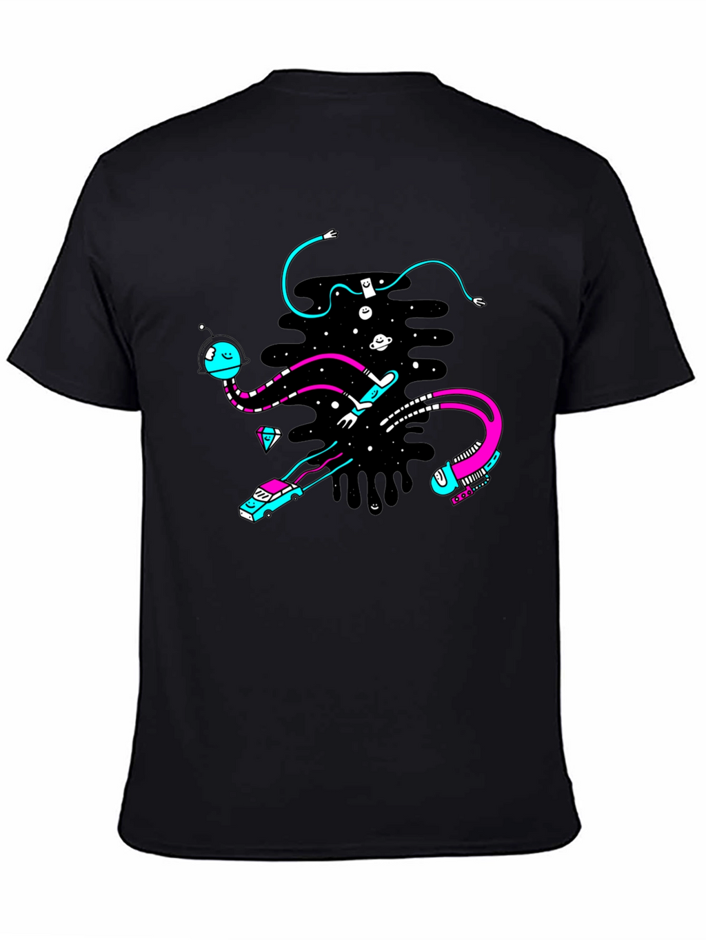 Abstract Space Black T-Shirt