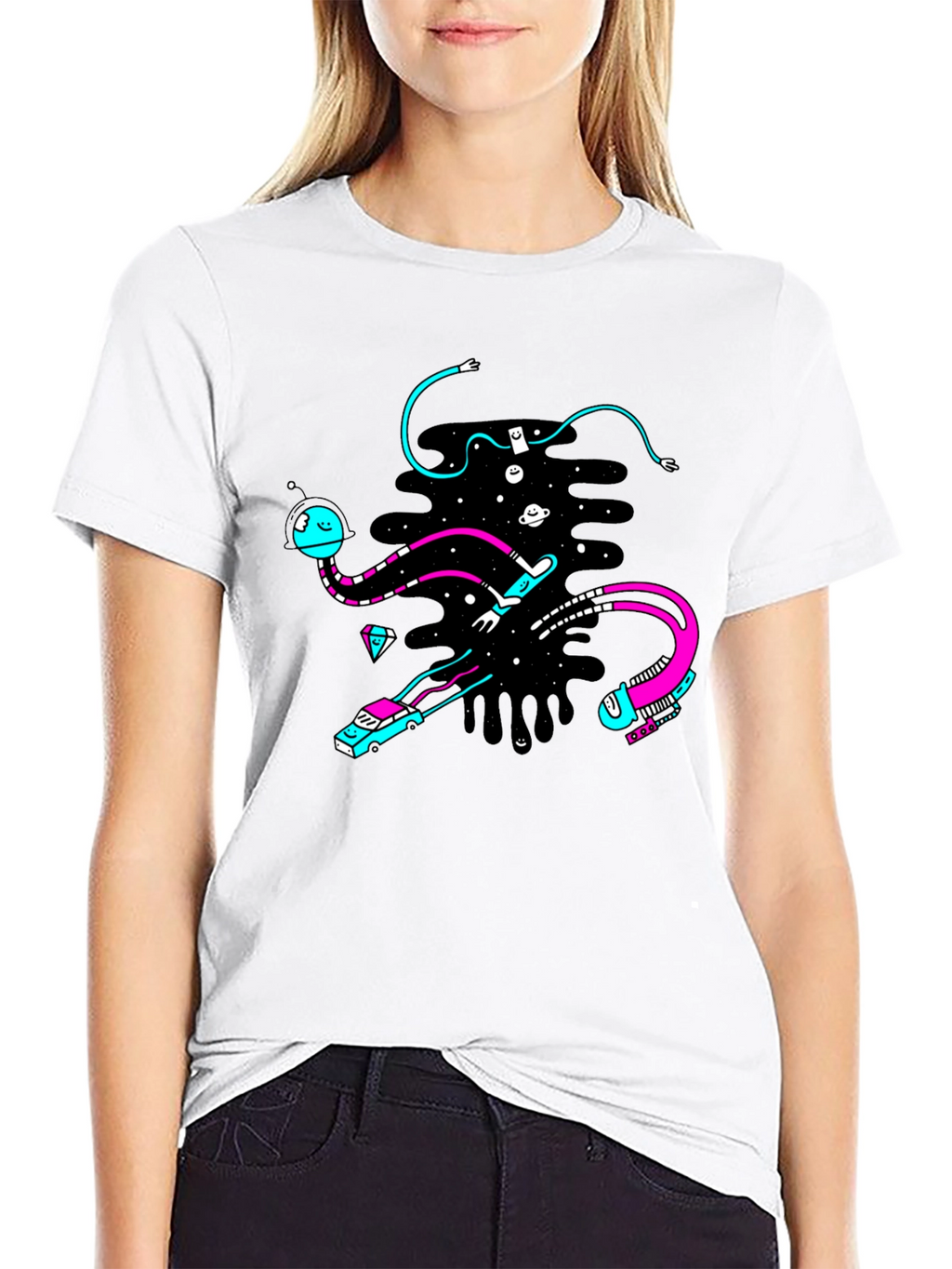 Abstract Space Black T-Shirt