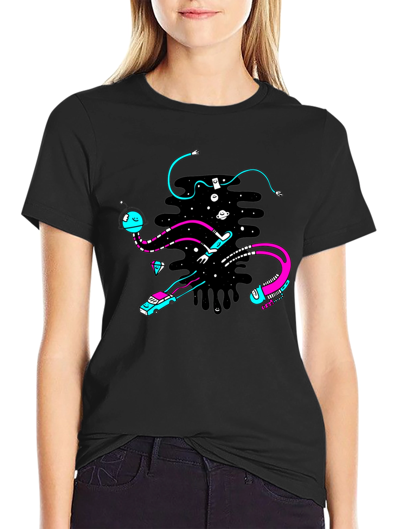 Abstract Space Black T-Shirt