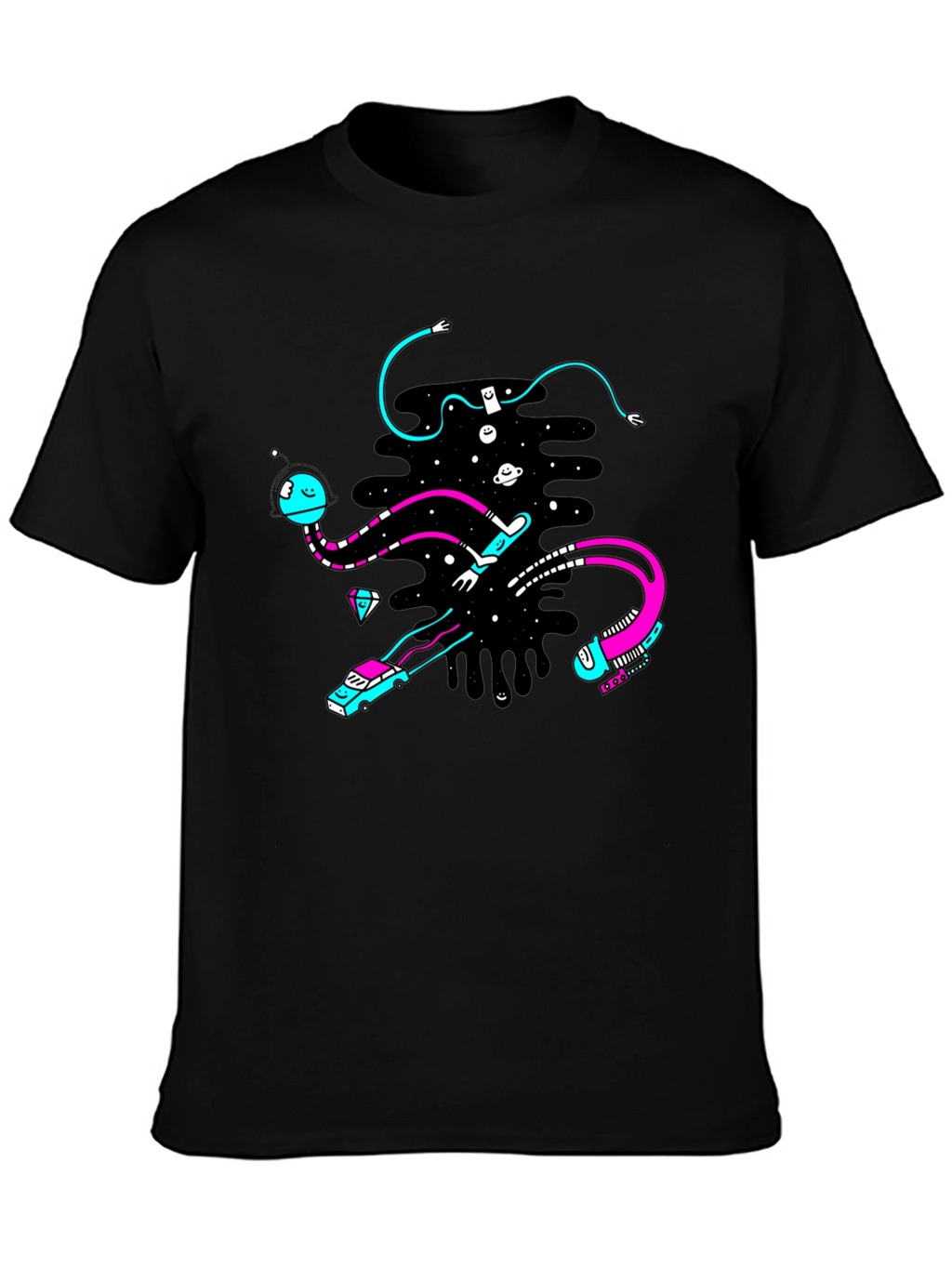 Abstract Space Black T-Shirt