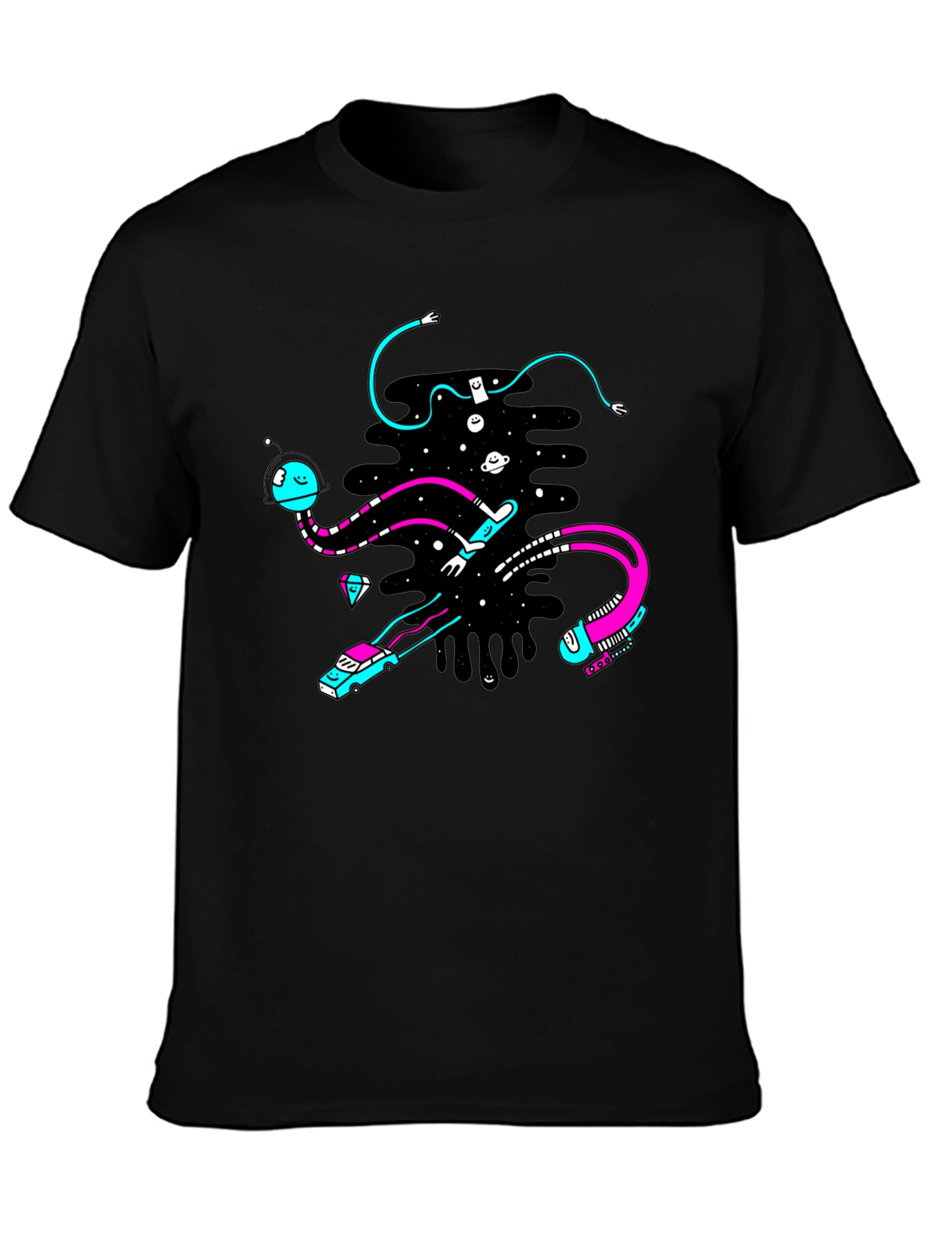 Abstract Space Black T-Shirt