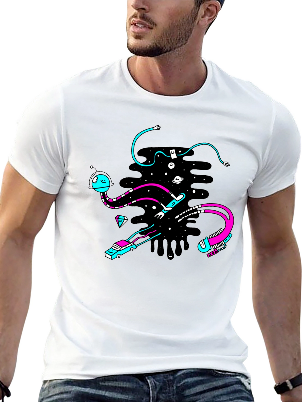 Abstract Space Black T-Shirt
